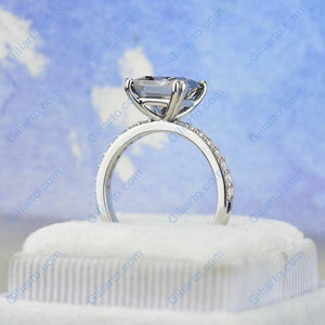 Giliarto 3 Carat Dark  Grey Gray  Blue Princess Cut Moissanite Stone 14K White Gold Ring
