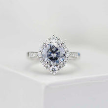 Load image into Gallery viewer, 2 Carat Round Grey Gray Giliarto Moissanite Halo Gold Engagement Ring
