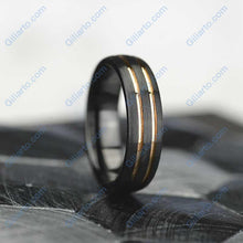Load image into Gallery viewer, Black and Yellow Gold Color Tungsten Band
