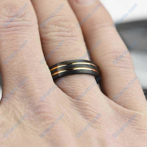 Black and Yellow Gold Color Tungsten Band