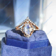 Load image into Gallery viewer, Oval  Moonstone Ring- Two Ring Set

