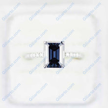 Load image into Gallery viewer, Giliarto 3 Carat Grey Gray Emerald Cut  Moissanite Stone Gold Ring
