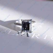 Load image into Gallery viewer, 4 Carat Grey Gray Emerald Cut  Moissanite Stone Gold Ring

