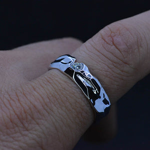 "Liquid Metal" Diamond Men's  14K White Gold  Ring.