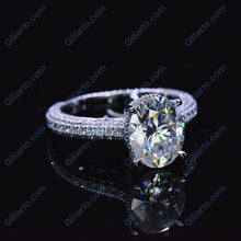 Load image into Gallery viewer, Luxury 3 Carat Oval Moissanite Hidden Halo Gold Engagement Ring
