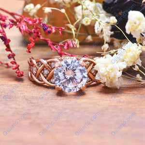 2.0 Carat Sapphire Diamond Engagement Rose Gold Ring