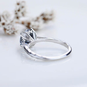 2 Carat Dark Gray Blue Moissanite Celtic 14K White  Gold Engagement Ring