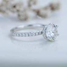 Load image into Gallery viewer, 14K White Gold 2 Carat Round Moissanite Six Prong Hidden Engagement Ring
