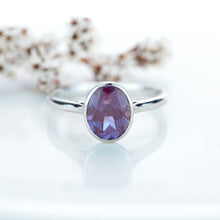 Load image into Gallery viewer, 3 Carat Oval Alexandrite  Bezel Set  Engagement Ring
