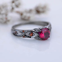 Load image into Gallery viewer, 14K Black Gold Ruby Celtic Engagement Ring
