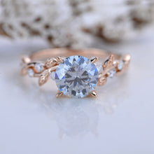 Load image into Gallery viewer, 2 Carat Gray Round Brilliant Cut Moissanite Floral Rose Gold Engagement Ring
