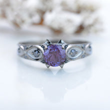 Load image into Gallery viewer, 14K Black Gold Alexandrite Celtic Engagement Ring
