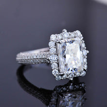 Load image into Gallery viewer, 3Ct Moissanite Engagement Ring Halo Radiant Cut Moissanite Engagement Ring
