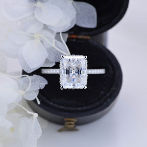 4 Carat Giliarto Radiant Cut Moissanite Double Hidden Halo Engagement Ring