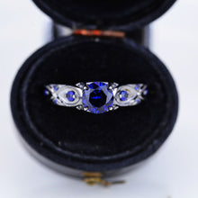 Load image into Gallery viewer, 14K Black Gold Platinum Sapphire Celtic Engagement Ring
