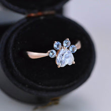 Load image into Gallery viewer, Moissanite Aquamarine Dog Cat Paw Ring
