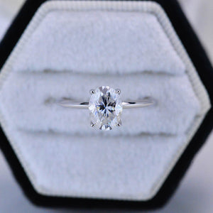 3 Carat Oval Moissanite 14K White Gold Engagement Promissory Ring