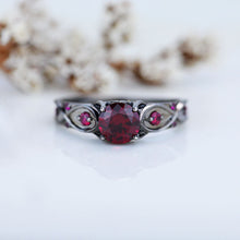 Load image into Gallery viewer, 14K Black Gold Ruby Celtic Engagement Ring
