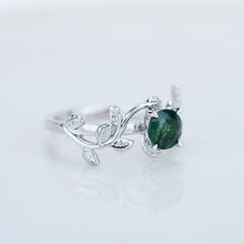 Load image into Gallery viewer, Genuine Moss Agate Twig Floral White Gold Engagement  Ring
