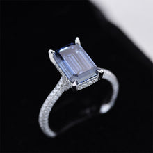 Load image into Gallery viewer, 4ct Emerald Cut Dark Gray-Blue Moissanite Engagement Ring
