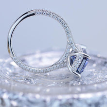Load image into Gallery viewer, 4ct Emerald Cut Dark Gray-Blue Moissanite Engagement Ring
