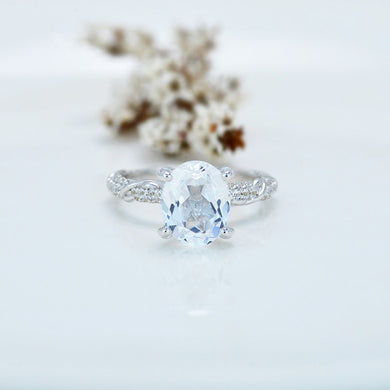 3CT Oval  Moissanite Wedding Ring 14K White Gold Floral Engagement Ring. Anniversary Ring. Promise Ring