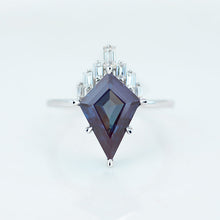 Load image into Gallery viewer, 2 Carat Kite Alexandrite Halo 14K White Gold Engagement Ring
