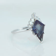 Load image into Gallery viewer, 2 Carat Kite Alexandrite Halo 14K White Gold Engagement Ring

