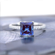 Load image into Gallery viewer, 2 Carat Princess Cut Alexandrite Giliarto Engagement Ring
