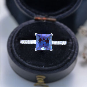 2 Carat Princess Cut Alexandrite Giliarto Engagement Ring