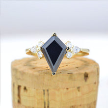 Load image into Gallery viewer, 2.5 Carat Kite Black Moissanite Engagement Ring. 2.5CT Fancy Shape Moissanite Ring
