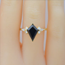 Load image into Gallery viewer, 2.5 Carat Kite Black Moissanite Engagement Ring. 2.5CT Fancy Shape Moissanite Ring
