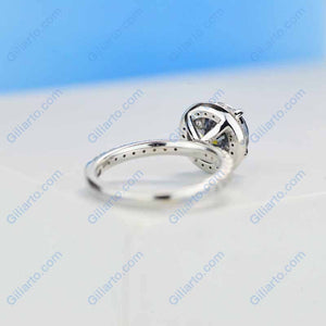 2 Carat Round Dark Grey Gray Blue Giliarto Moissanite Halo Gold Engagement Ring