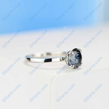 Load image into Gallery viewer, 2 Carat Dark Gray Blue Moissanite Four  Prongs Engagement Ring
