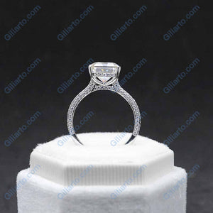 5 Carat Giliarto Emerald Cut Moissanite Hidden Halo Engagement Ring
