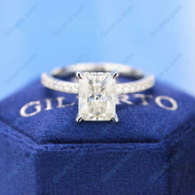 Load image into Gallery viewer, 3 Carat Giliarto Radiant Moissanite Hidden Halo Engagement 14K White Gold Ring

