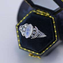 Load image into Gallery viewer, White Gold Dainty Natural Moonstone Leaf Ring, 2ct Marquise Moon Shaped Moonstone Twig Ring

