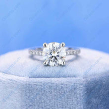 Load image into Gallery viewer, 2 Carat Moissanite Diamond Round Cut Hidden Halo White Gold Engagement  Ring
