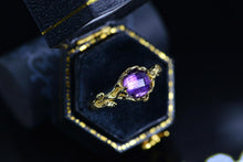 Load image into Gallery viewer, Natural Amethyst Ring, Round Cut Amethyst Floral Ring, White Gold Ring Unique Curved Twig Ring
