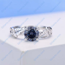 Load image into Gallery viewer, 2 Carat Dark Gray Blue  Moissanite Twig  Engagement Ring
