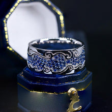 Load image into Gallery viewer, Men&#39;s Ring with Blue Sapphire Stones 14K White Gold Ring
