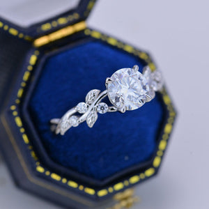 Moissanite Floral White Gold Engagement Ring