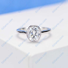 Load image into Gallery viewer, 3 Carat Oval Giliarto Moissanite Bezel Set  Engagement Ring
