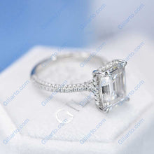 Load image into Gallery viewer, 5 Carat Giliarto Emerald Cut Moissanite Hidden Halo Engagement Ring
