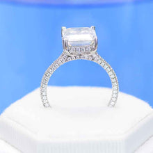 Load image into Gallery viewer, 4 Carat Giliarto Emerald Cut Moissanite Hidden Halo Engagement Ring
