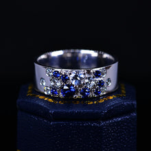 Load image into Gallery viewer, &quot;Stars Sky &quot; Giliarto Men&#39;s Ring with Blue Sapphire Stones 14K White Gold Ring
