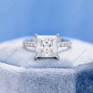 3 Carat Giliarto Moissanite Princess Cut Engagement Gold Ring.