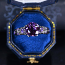 Load image into Gallery viewer, 14K Black Gold 2 Carat Amethyst Celtic Engagement Ring
