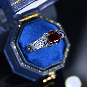 14K Black Gold Hexagon Ruby Celtic Engagement Ring