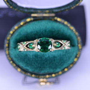 14K Yellow Gold Emerald Celtic Engagement Ring